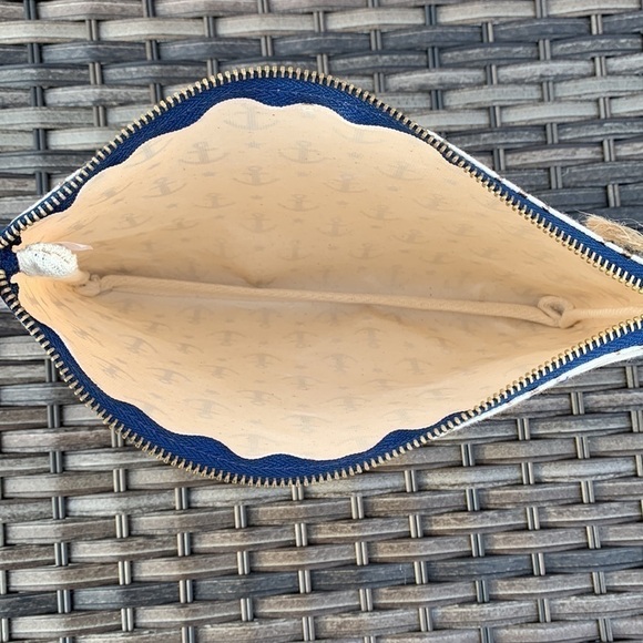 NWOT Canvas Nautical Anchor and Star Print Clutch - Picture 11 of 12